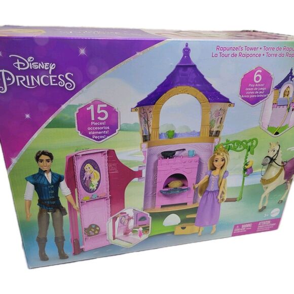 Disney Princess Rapunzel Posable Doll and Tower Playset 15 Pieces NEW - Picture 1 of 12